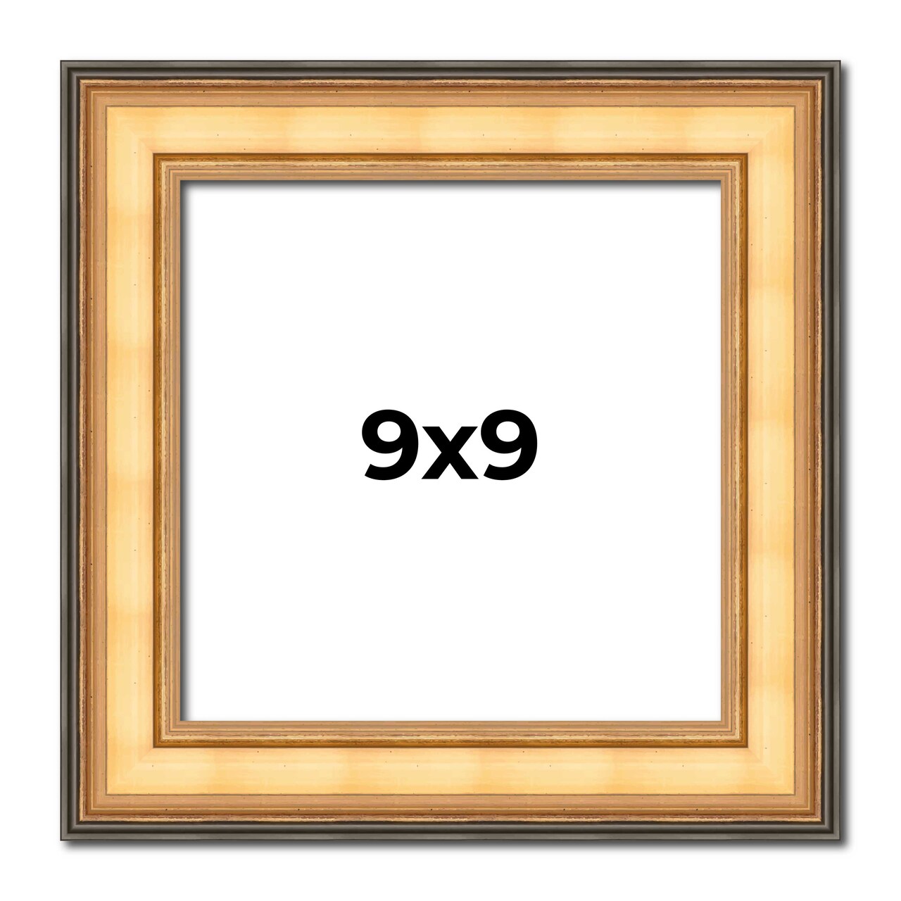 Square Traditional Gold Picture Frame - UV Acrylic, Foam Board Backing, Hanging Hardware
